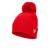 Snow PomPom Beanie RED SR Klassisk lue med stor dusk 